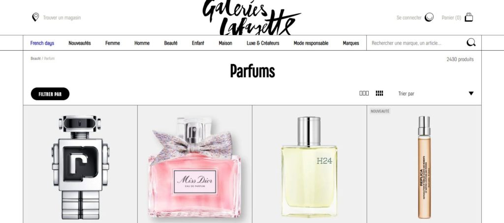 Meilleurs sites pour acheter du parfum : Galeries Lafayette