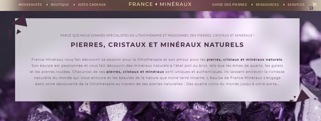 Meilleurs sites pour acheter des minéraux et pierres précieuses : France Minéraux