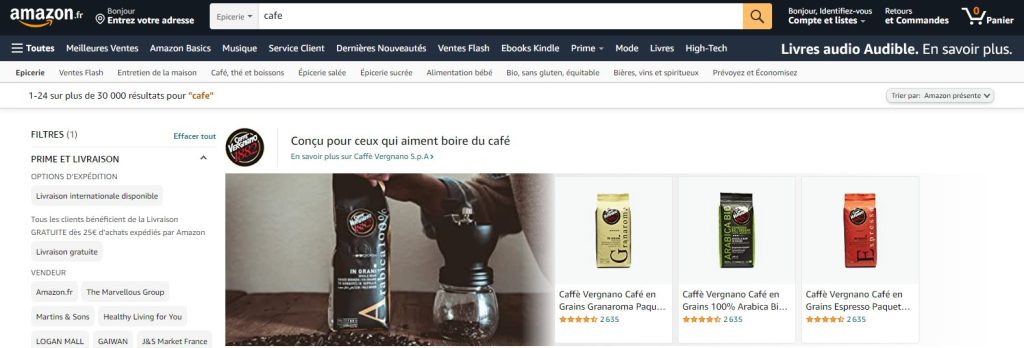Meilleurs sites pour acheter du café en ligne : Amazon