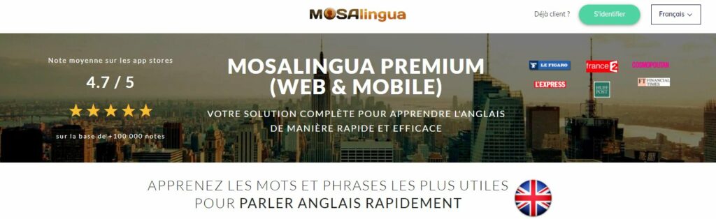 Meilleurs sites pour apprendre l'anglais en ligne : Mosalingua