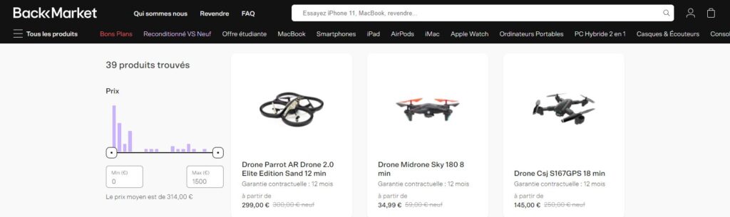 Meilleurs sites pour acheter un drone reconditionné : Back Market