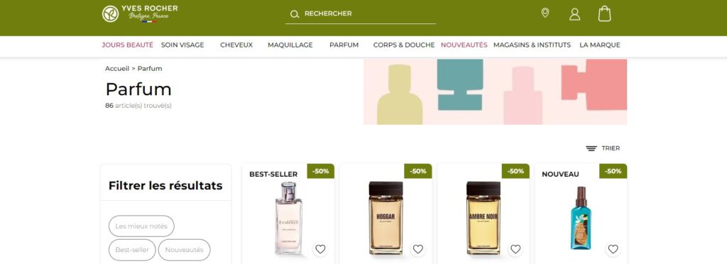 Meilleurs sites pour acheter du parfum : Yves Rocher