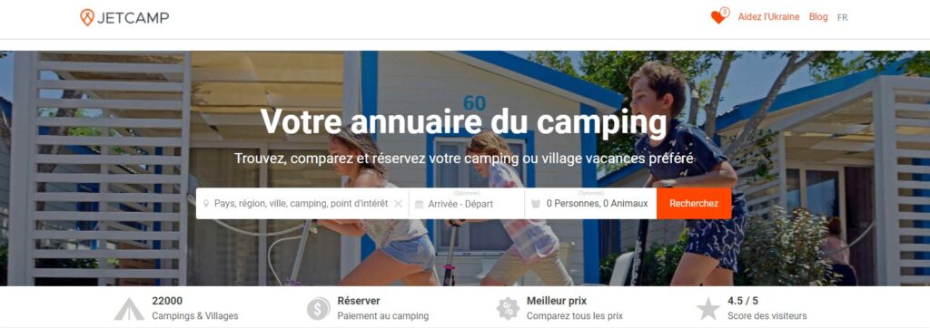 Meilleurs sites de réservation de camping : JetCamp