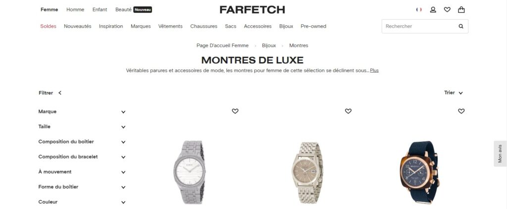 Meilleurs sites pour acheter une montre en ligne : Farfetch