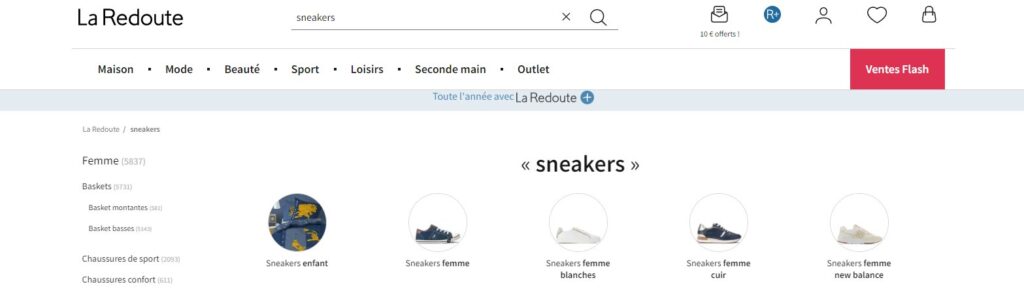 Meilleurs sites pour acheter des sneakers : La Redoute