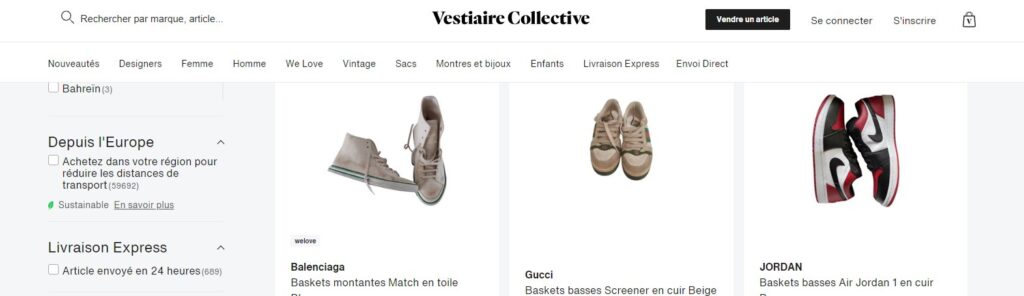 Meilleurs sites pour acheter des sneakers d'occasion : Vestiaire Collective