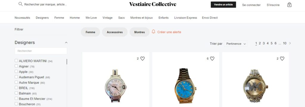 Meilleurs sites pour acheter une montre d'occasion : Vestiaire Collective