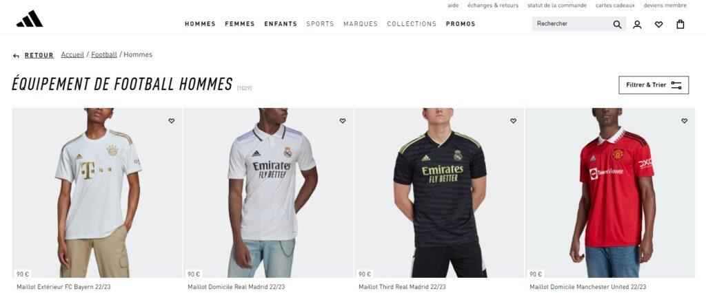 Meilleurs sites pour acheter un maillot de foot officiel : Adidas