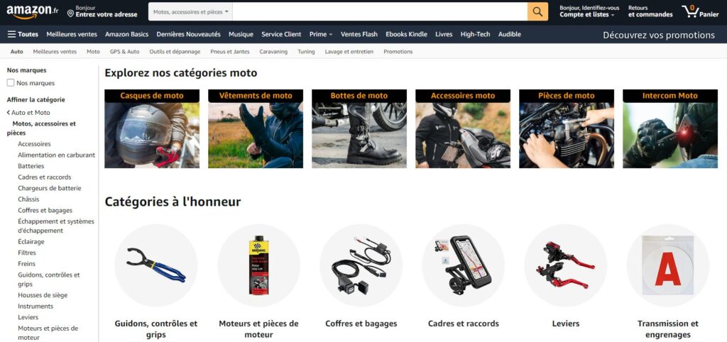 Meilleurs sites d'équipement moto, meilleurs sites pour acheter de l'équipement moto : Amazon