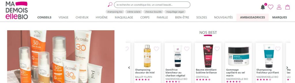 Meilleurs sites de cosmétiques et produits de beauté bio : Mademoiselle Bio