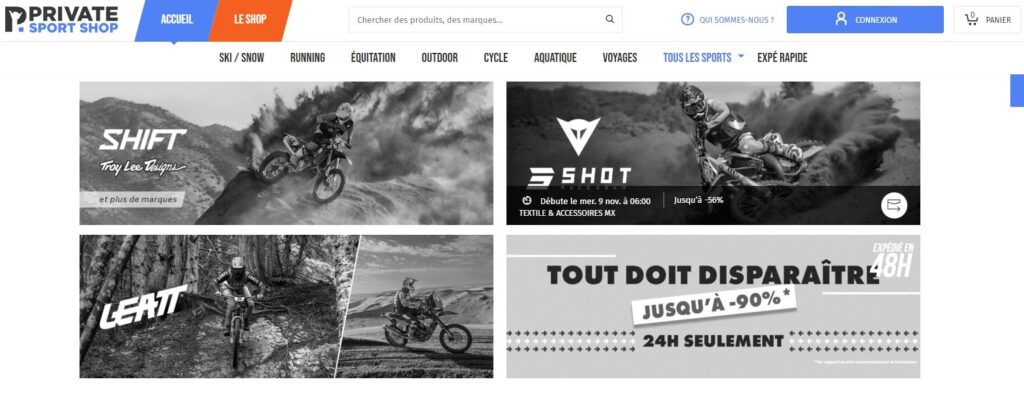 Meilleurs sites d'équipement moto, meilleurs sites pour acheter de l'équipement moto : Private Sport Shop