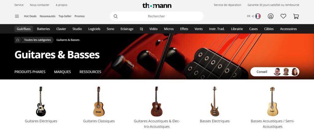 Meilleurs sites pour acheter une guitare : Thomann