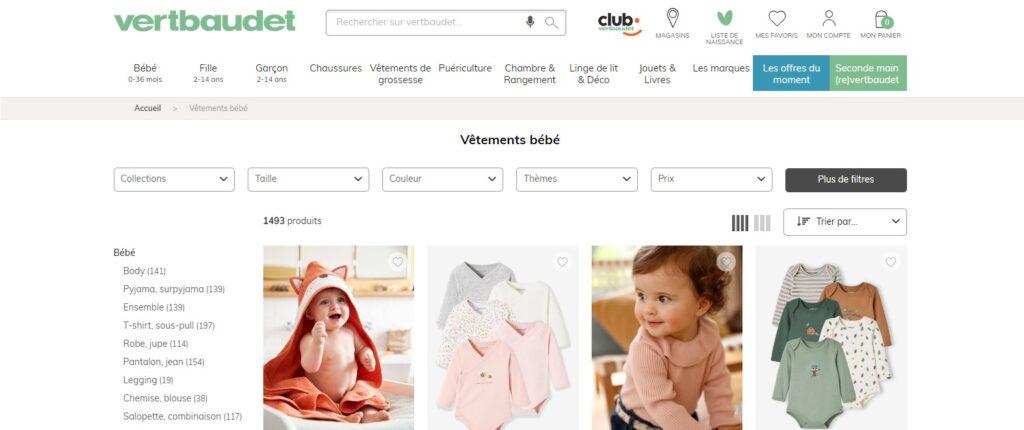 Meilleurs sites de vêtements pour bébé : Vertbaudet