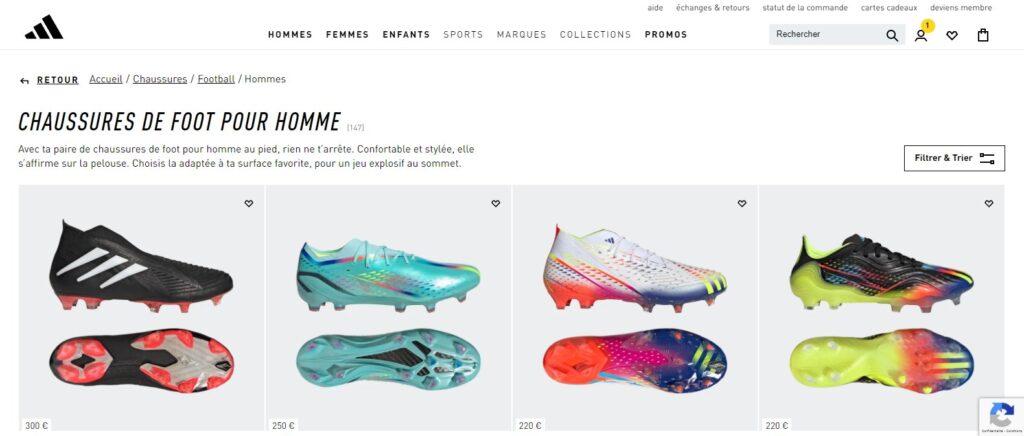 Meilleures boutiques de foot en ligne, Meilleurs magasins de foot en ligne : Adidas