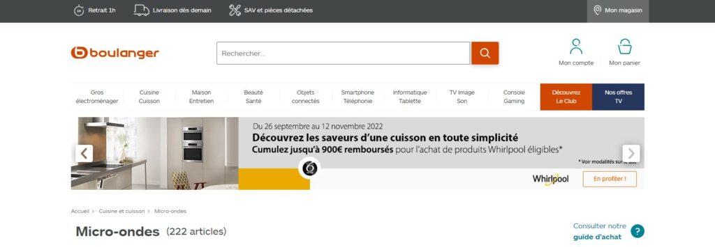 Meilleurs sites pour acheter un micro-ondes : Boulanger