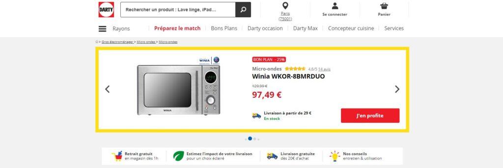 Meilleurs sites pour acheter un micro-ondes : Darty