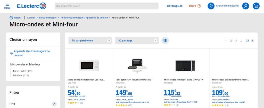 Meilleurs sites pour acheter un micro-ondes : E. Leclerc