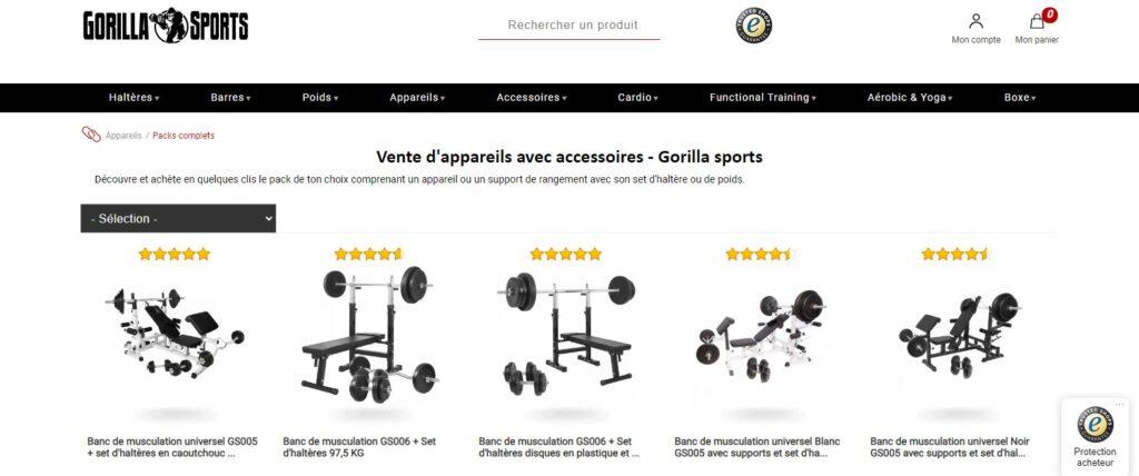 Meilleurs sites pour acheter un appareil de musculation : Gorilla Sports