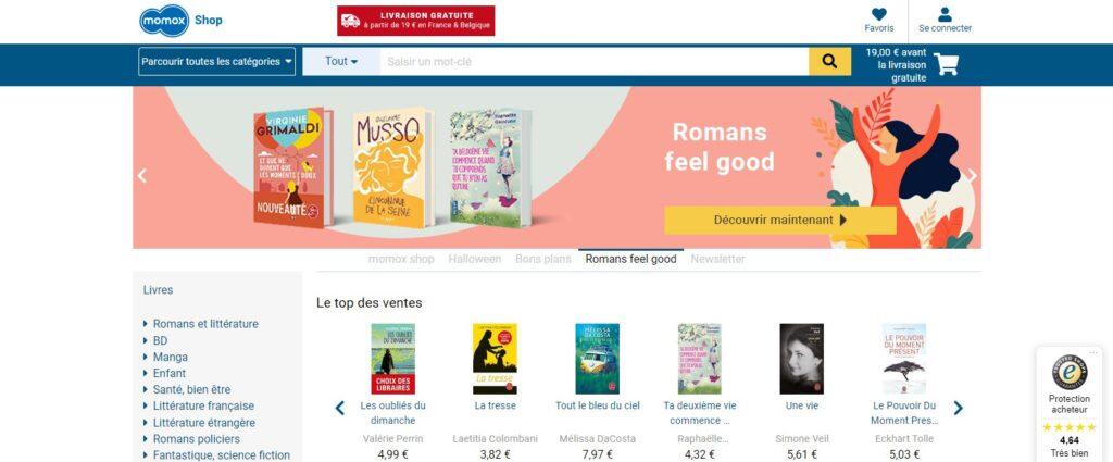 Meilleures librairies en ligne, meilleurs sites pour acheter un livre : Momox Shop