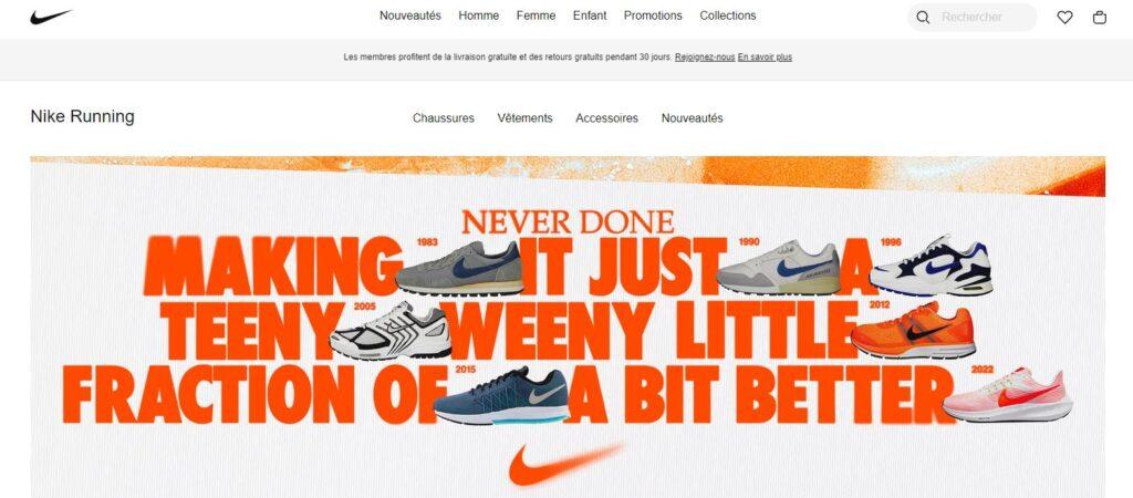 Meilleurs magasins de running en ligne, Meilleures boutiques en ligne de running, meilleurs sites pour acheter des équipements de running : Nike