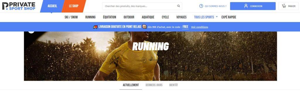 Meilleurs magasins de running en ligne, Meilleures boutiques en ligne de running, meilleurs sites pour acheter des équipements de running : Private Sport Shop