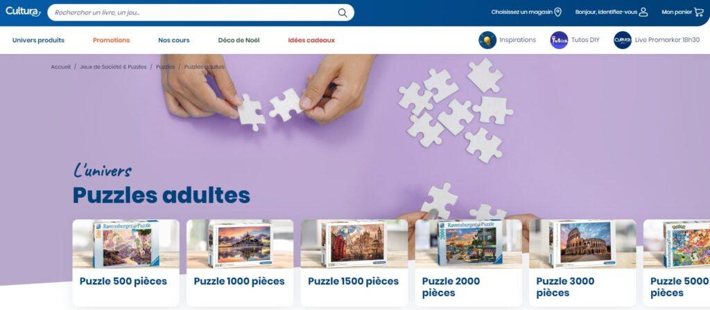 Meilleurs magasins de puzzle en ligne, meilleurs sites pour acheter un puzzle : Cultura