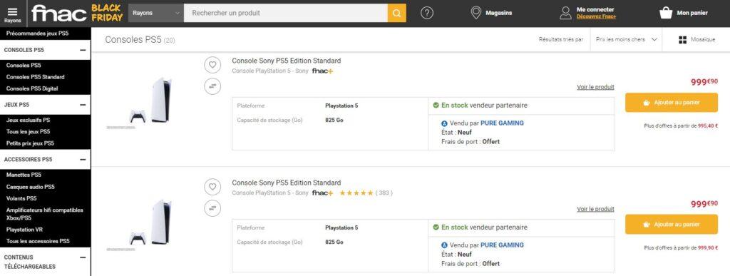 Meilleurs sites pour acheter une PS5 Playstation 5 : Fnac