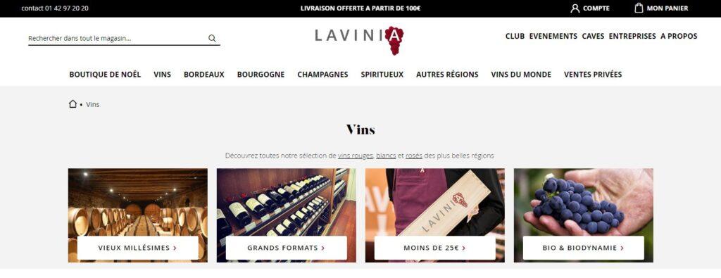 Meilleurs sites pour acheter du vin : Lavinia