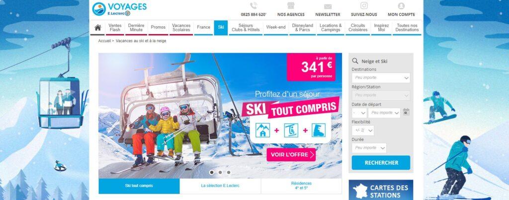Meilleurs sites de réservation de vacances au ski : Leclerc Voyages