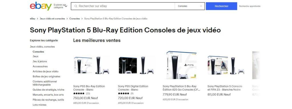 Meilleurs sites pour acheter une PS5 Playstation 5 : eBay