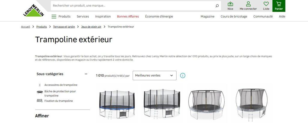 Meilleurs sites pour acheter un trampoline : Leroy Merlin
