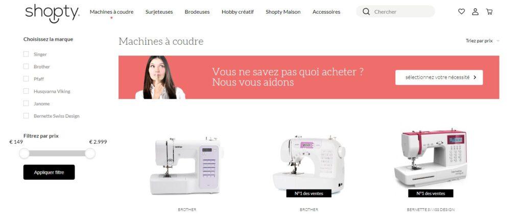 Meilleurs sites pour acheter une machine à coudre : Shopty