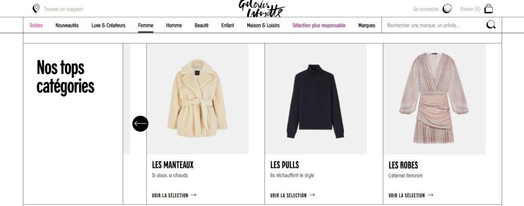 Meilleurs sites pour acheter des vêtements de grande taille : Galeries Lafayette