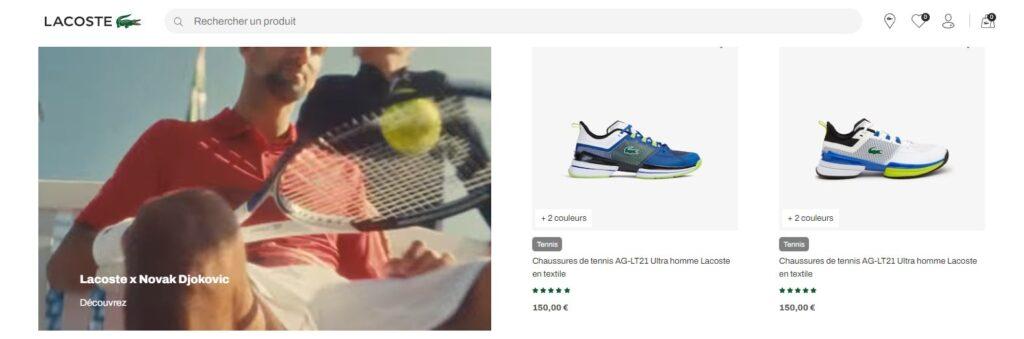 Meilleurs magasins de tennis en ligne : Lacoste