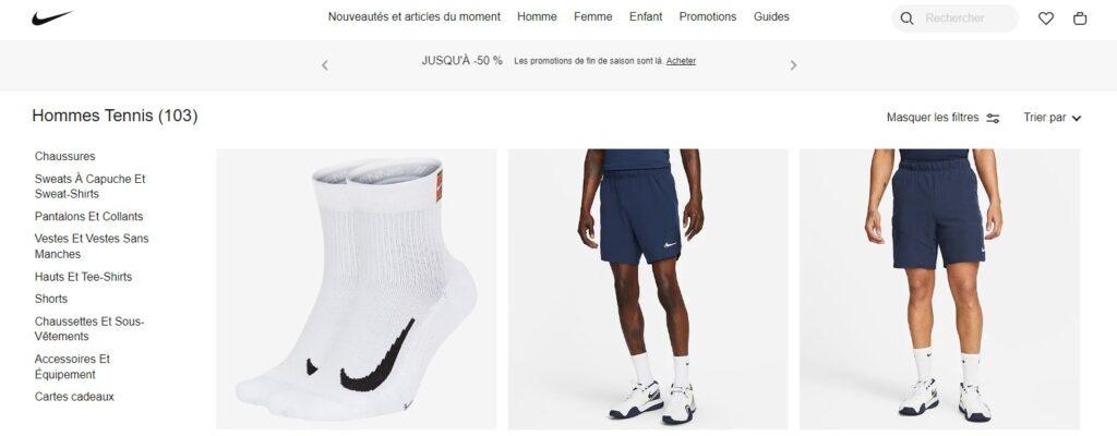 Meilleurs sites pour acheter des vêtements de tennis : Nike