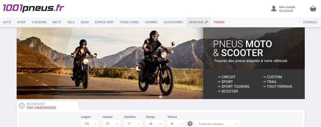 Meilleurs sites pour acheter des pneus moto et scooter : 1001Pneus