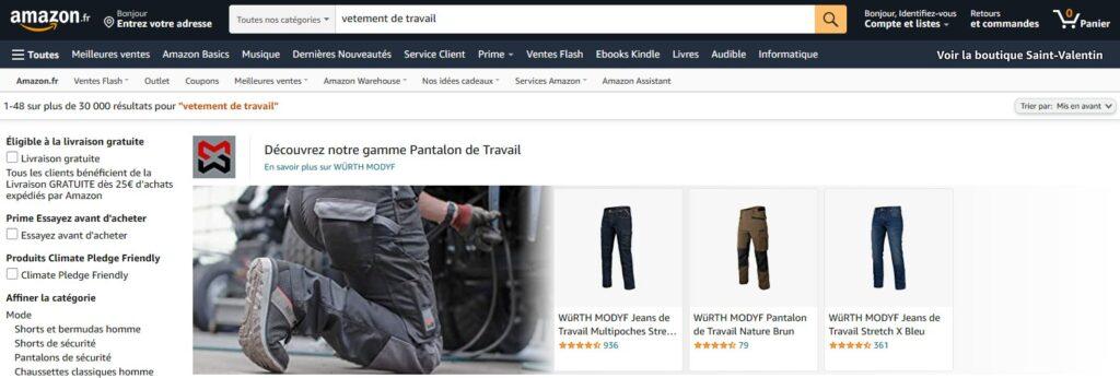 Meilleurs sites pour acheter des vêtements de travail : Amazon