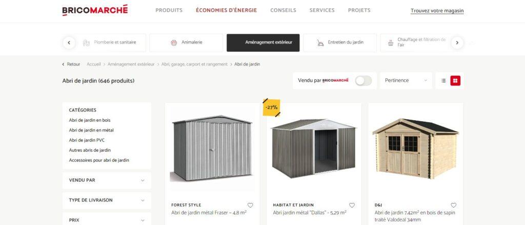 Meilleurs sites de vente d'abri de jardin : Bricomarché