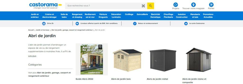 Meilleurs sites pour acheter un abri de jardin : Castorama