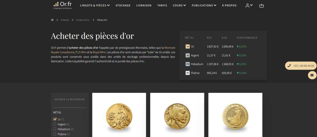 Meilleurs sites pour acheter des pièces de monnaie : Or.fr