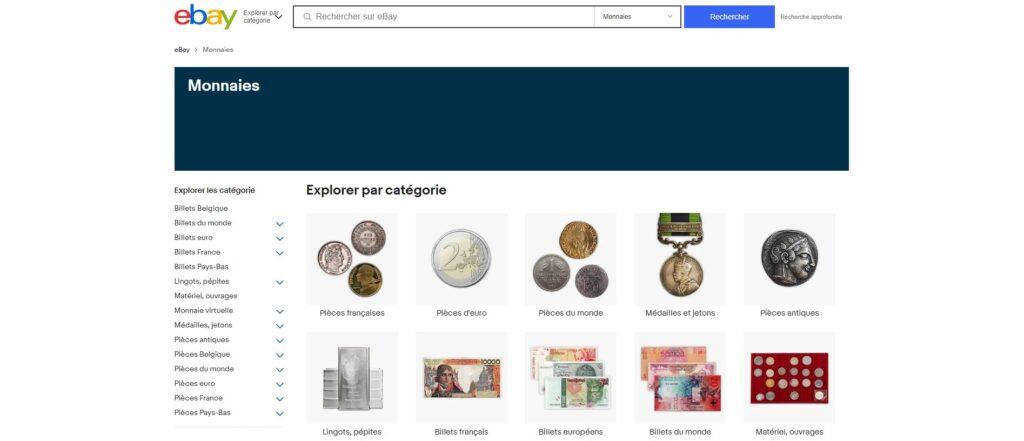 Meilleurs sites pour acheter des pièces de monnaie : eBay