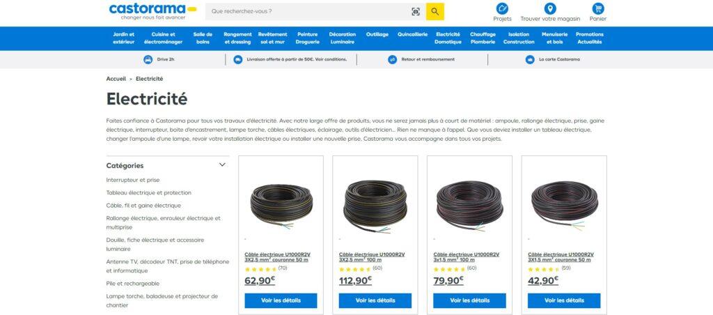 Meilleurs sites pour acheter du matériel électrique : Castorama