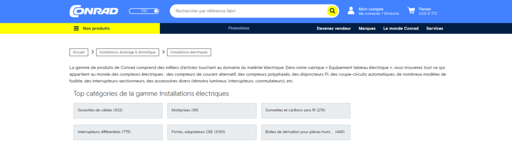 Meilleurs sites pour acheter du matériel électrique : Conrad