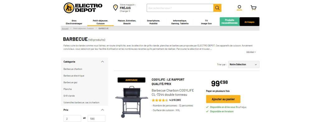 Meilleurs sites pour acheter un barbecue : Electro Dépôt