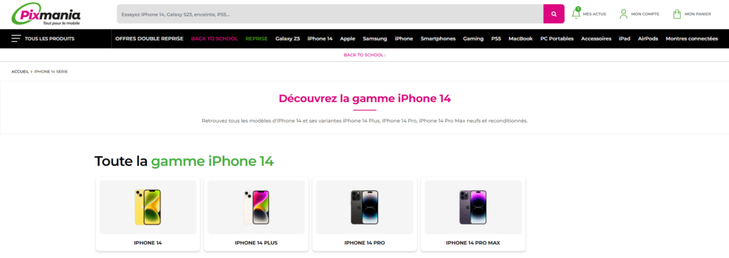Meilleurs sites pour acheter un iPhone reconditionné : Pixmania