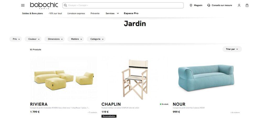 Meilleurs sites de mobilier de jardin : Bobochic Paris