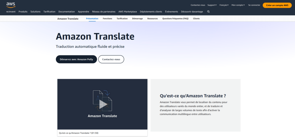 Meilleurs traducteurs gratuits : Amazon Translate