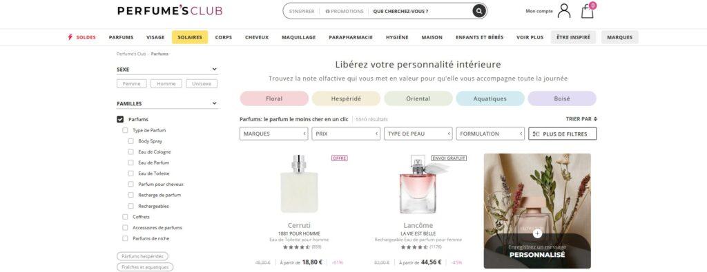 Meilleurs sites pour acheter du parfum : Perfume's Club