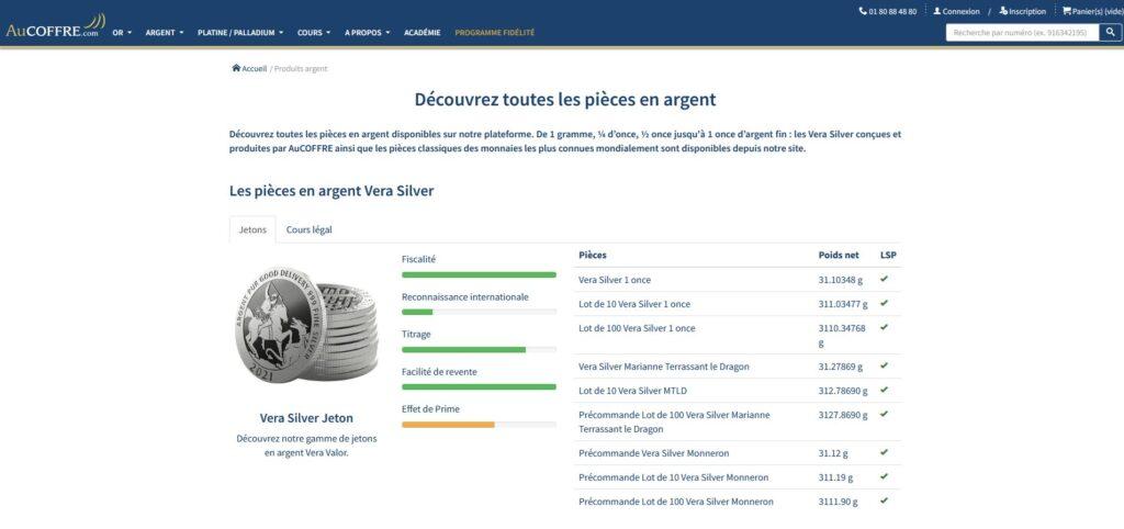 Meilleurs sites pour acheter de l'argent : Aucoffre