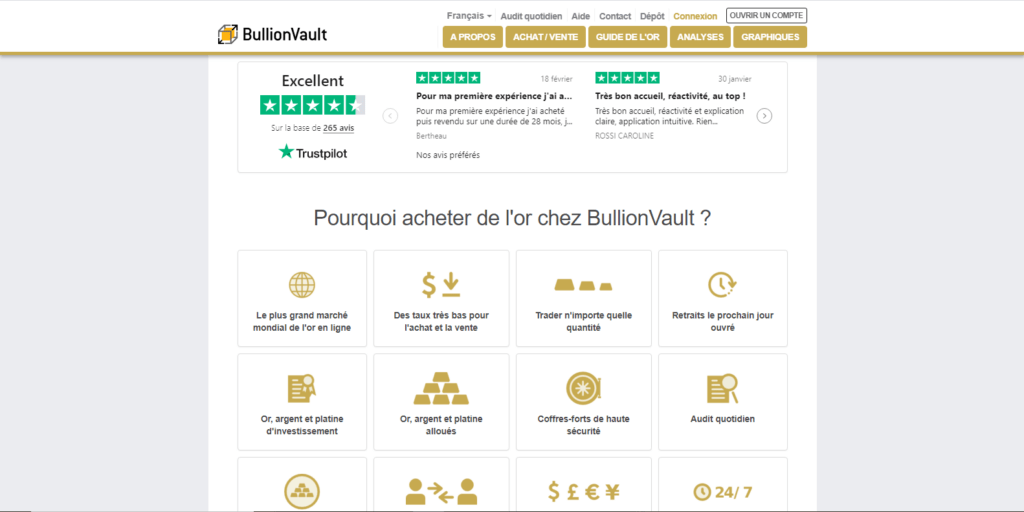 Meilleurs sites pour acheter de l'argent : BullionVault